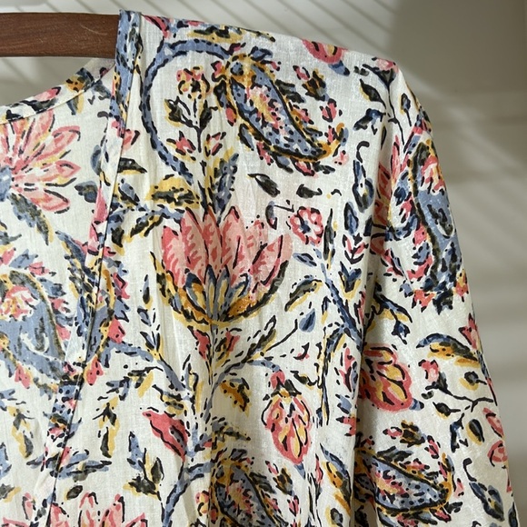 TALISMAN Vintage Lotus Floral Print Ruffle Detail Carly Wrap Dress Size Large - Picture 9 of 16